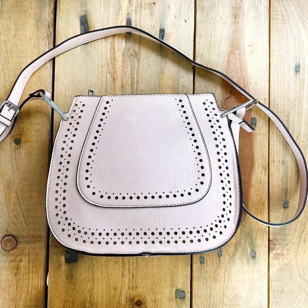 Franco Sarto Pale Blush Perforated Leather Crossbody